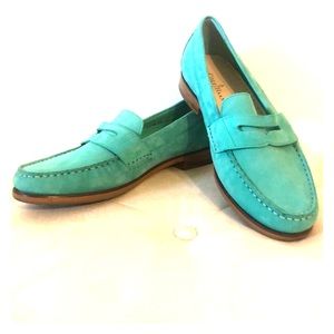 NWT Cole Haan 7.5 mint green suede Loafers